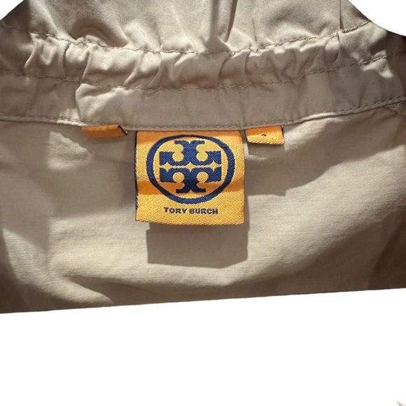 Tory Burch Dress Women 4 Pepper Shirt Safari Khaki Tan Snap Front Mini Drawstrin - Picture 9 of 16